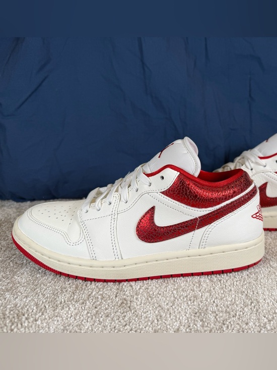 Nike Shoes - Nike Air Jordan 1 Low Women’s 8.5 White Red Metallic Swoosh HJ9338-106 Sneakers